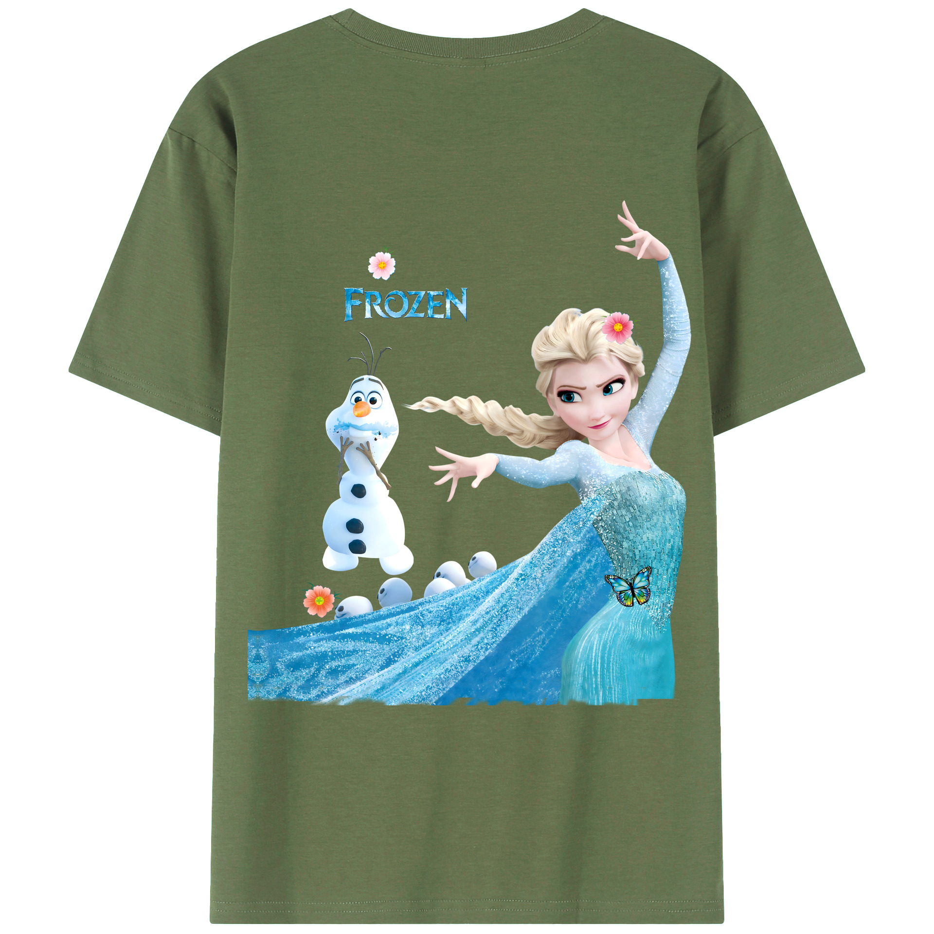 （画像用） アナと雪の女王 アンナ エルサ Frozen Anna Elsa 綿100％ メンズ半袖Tシャツ（バックプリント） 通気性